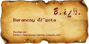 Barancsy Ágota névjegykártya